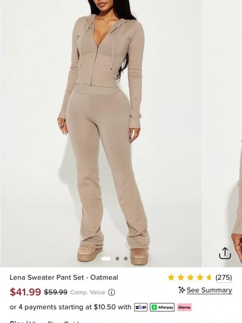 Ribbed Knit High-Waist Pants — Oatmeal
